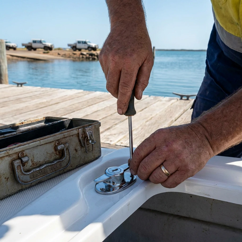 Marine lock and key replacement on a vessel moored in the Whitsundays